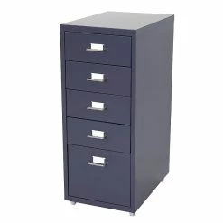 Budget 🥰 Décoshop26 Caisson à tiroirs meuble de rangement bureau sur roulettes 69x28x41cm 5 tiroirs acier gris foncé 04_0004358 🔥