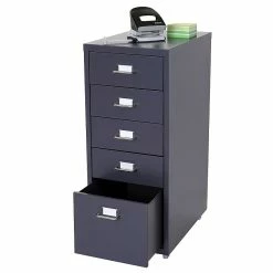 Budget 🥰 Décoshop26 Caisson à tiroirs meuble de rangement bureau sur roulettes 69x28x41cm 5 tiroirs acier gris foncé 04_0004358 🔥 -Sam Outillage STORE 3000447932695 3