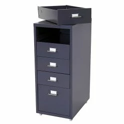 Budget 🥰 Décoshop26 Caisson à tiroirs meuble de rangement bureau sur roulettes 69x28x41cm 5 tiroirs acier gris foncé 04_0004358 🔥 -Sam Outillage STORE 3000447932695 5