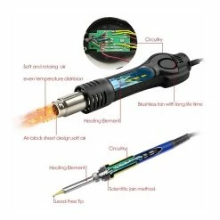 Flash Sale ✨ Wewoo Outil de soudure V LED Affichage 2 en 1 Air Chaud Gun Soldering Fer À Souder Station 😉 -Sam Outillage STORE 3615611294587 5 1