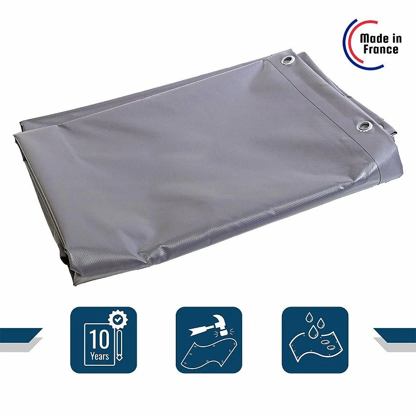 Cheapest 🎁 TECPLAST Bâche de Protection 5x6 m 680MU Grise - Qualité 10 ans - Bâche PVC étanche - Résistance Anti-UV - Made in France 😍 2 Cheapest 🎁 TECPLAST Bâche de Protection 5x6 m 680MU Grise - Qualité 10 ans - Bâche PVC étanche - Résistance Anti-UV - Made in France 😍 – Image 2