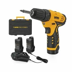 Cheapest ⭐ Perceuse Visseuse sans fil 12V VITO 2 batteries lithium 2.0 Ah Couple 23.8 Nm LED + 6 embouts inclus Mallette 🎉