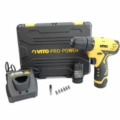 Wholesale 🤩 Vito Visseuse 12V sans fil 2Batteries Lithium-ion 2.0 Ah Eclairage LED Indicateur de charge 6 embouts Mallette 💯