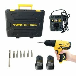 Wholesale 🤩 Vito Visseuse 12V sans fil 2Batteries Lithium-ion 2.0 Ah Eclairage LED Indicateur de charge 6 embouts Mallette 💯 -Sam Outillage STORE 3701107719938 4