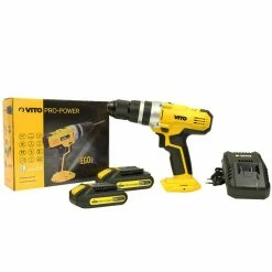 Budget ⭐ Perceuse Visseuse sans fil 20V VITOPOWER + 2 batteries 2.0 Ah + 1 Chargeur rapide ✨ -Sam Outillage STORE 3701107720590 5
