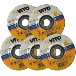 Deals 🔥 Lot de 5 disques à tronçonner 125mm VITO METAL Alésage 22,2mm Usage intensif ✔️