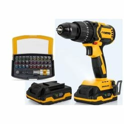 New 🔔 Perceuse Visseuse Brushless 20V + 2 batteries Lithium 2Ah + Coffret 32 Embouts + Chargeur et Mallette VITOPropower 👍