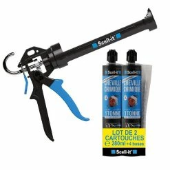 Buy 👍 Pack Pistolet professionnel Scell it + 2 cartouches Scellement chimique polyester 280 ml Système PEEL PACK + 4 buses 👏