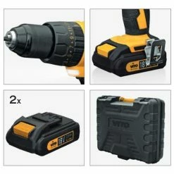 Deals ⌛ Perceuse visseuse sans fil 18V VITO + 2 batteries Lithium 2.0 Ah 18 accessoires + Sac à dos VITO + Mallette 😀 -Sam Outillage STORE 3701107756018 5