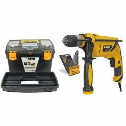 Promo 💯 Perceuse à percussion 850W VITO + 8 Forets Acier 3 à 10 mm + Boite à outils VITO 18" 🔥