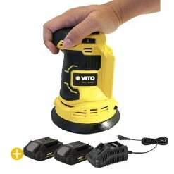 Discount 🛒 Ponceuse Excentrique sans fil Orbitale 125mm 20V + 2 Batteries 4AH Lithium + Chargeur VITO EGO LI 💯