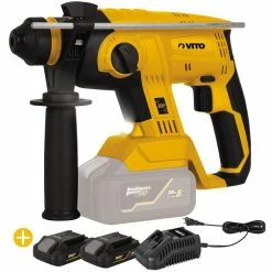 Best deal ✔️ Marteau Perforateur sans fil SDS PLUS 20V + 2 batteries Lithium 4AH + Chargeur rapide VITO EGO LI ⌛