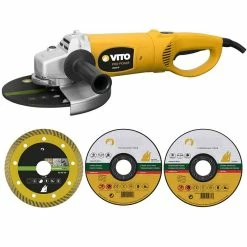 Hot Sale 🎉 Pack Meuleuse d'angle 2200W + 3 disques à meuler Ø 230mm Pierre Marbre Granit VITO 😀