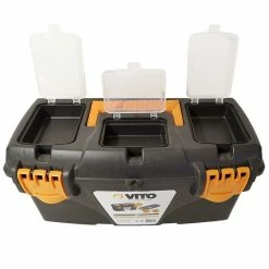 Coupon ⭐ Pack 3 boîtes à outils VITO 13" 16" et 18" Robustes Poignée rétractable Porte outil amovible Couvercle 3 compartiments 🎉 -Sam Outillage STORE 3701107757589 5