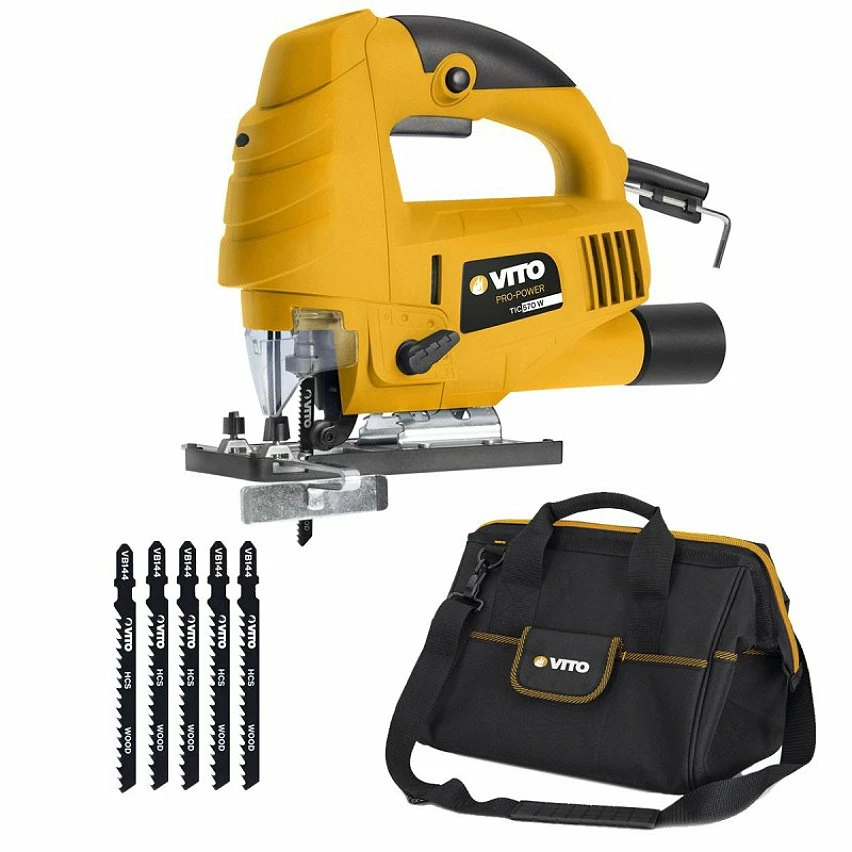 Wholesale ✨ Scie sauteuse 570 W Coupe Bois Acier Aluminium 6 Vitesses + 5 lames bois + Sacoche à outils VITO 🌟 1 Wholesale ✨ Scie sauteuse 570 W Coupe Bois Acier Aluminium 6 Vitesses + 5 lames bois + Sacoche à outils VITO 🌟