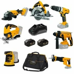 Best Pirce 🛒 PACK 7 Outils sans fil 20V 2 Batteries lithium 4Ah VITO + Chargeur rapide 20V + Sacoche à outils 😀
