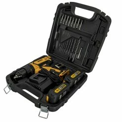 Budget 🛒 Perceuse visseuse sans fil 18V 2 batteries Lithium 2.0 Ah + mallette + 18 accessoires de vissage et perçage VITO 😉 -Sam Outillage STORE 3701107758012 3 1