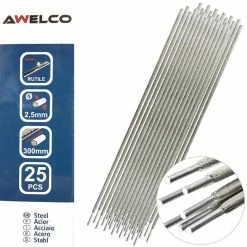 Hot Sale 🧨 Electrodes rutile 2,5 x 300 mm 25 pièces AWELCO Baguette enrobée soudure à l'arc Acier 😀