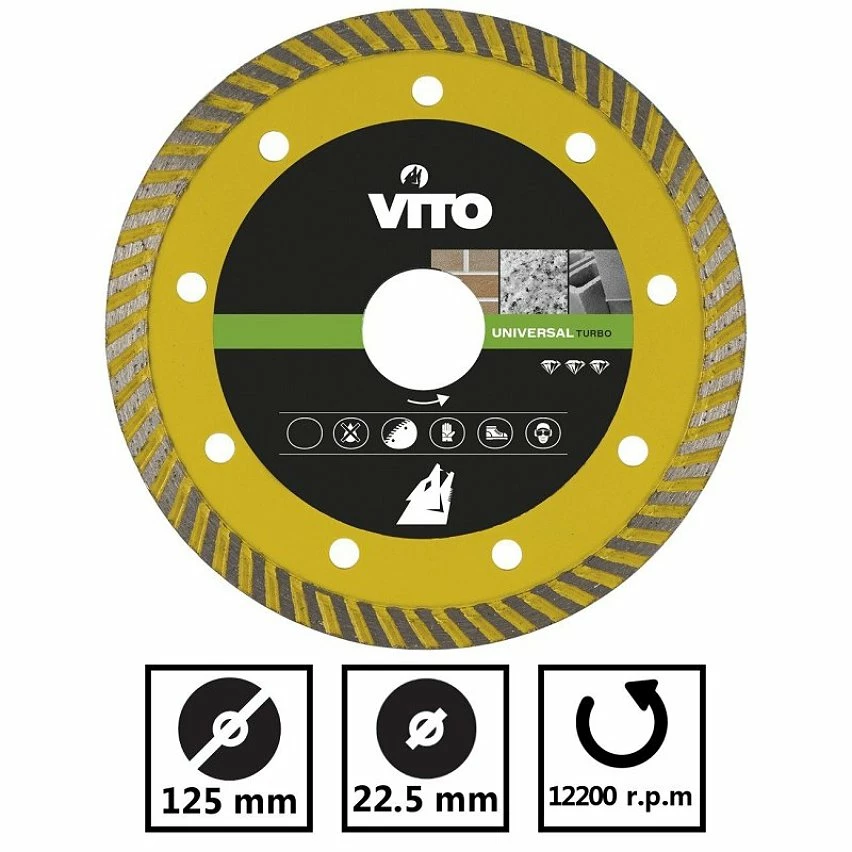 Outlet 🌟 Disque diamant 125mm VITO Pierre marbre granit Alesage 22.5mm 12200 tr/min universel turbo 🌟 2 Outlet 🌟 Disque diamant 125mm VITO Pierre marbre granit Alesage 22.5mm 12200 tr/min universel turbo 🌟 – Image 2
