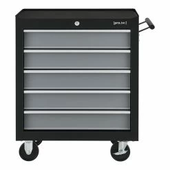 Budget 💯 Chariot d'Atelier pour Outils à 5 Tiroirs 69 x 33 x 77,5 cm Noir Argenté [pro.tec] 👍 -Sam Outillage STORE 4059438621567 4