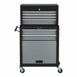 Hot Sale 🤩 Chariot d'Atelier avec Boîte à Outils Verouillable 69 x 33 x 109 cm Noir Argenté [pro.tec] ⌛ -Sam Outillage STORE 4059438621581 4