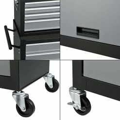 Hot Sale 🤩 Chariot d'Atelier avec Boîte à Outils Verouillable 69 x 33 x 109 cm Noir Argenté [pro.tec] ⌛ -Sam Outillage STORE 4059438621581 6