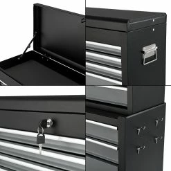 Hot Sale 🤩 Chariot d'Atelier avec Boîte à Outils Verouillable 69 x 33 x 109 cm Noir Argenté [pro.tec] ⌛ -Sam Outillage STORE 4059438621581 7