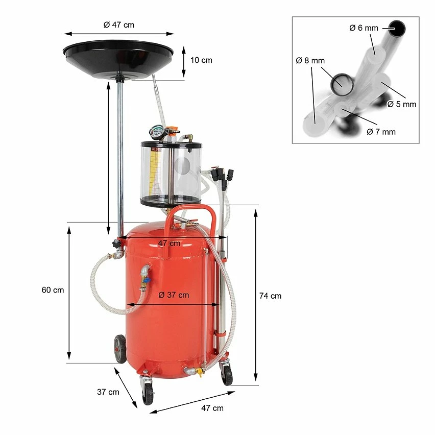 Best Sale 🌟 ECD Germany Extracteur d'huile aspirateur vidange air comprimé collecteur d'huile usagée 68L ✔️ 6 Best Sale 🌟 ECD Germany Extracteur d'huile aspirateur vidange air comprimé collecteur d'huile usagée 68L ✔️ – Image 6