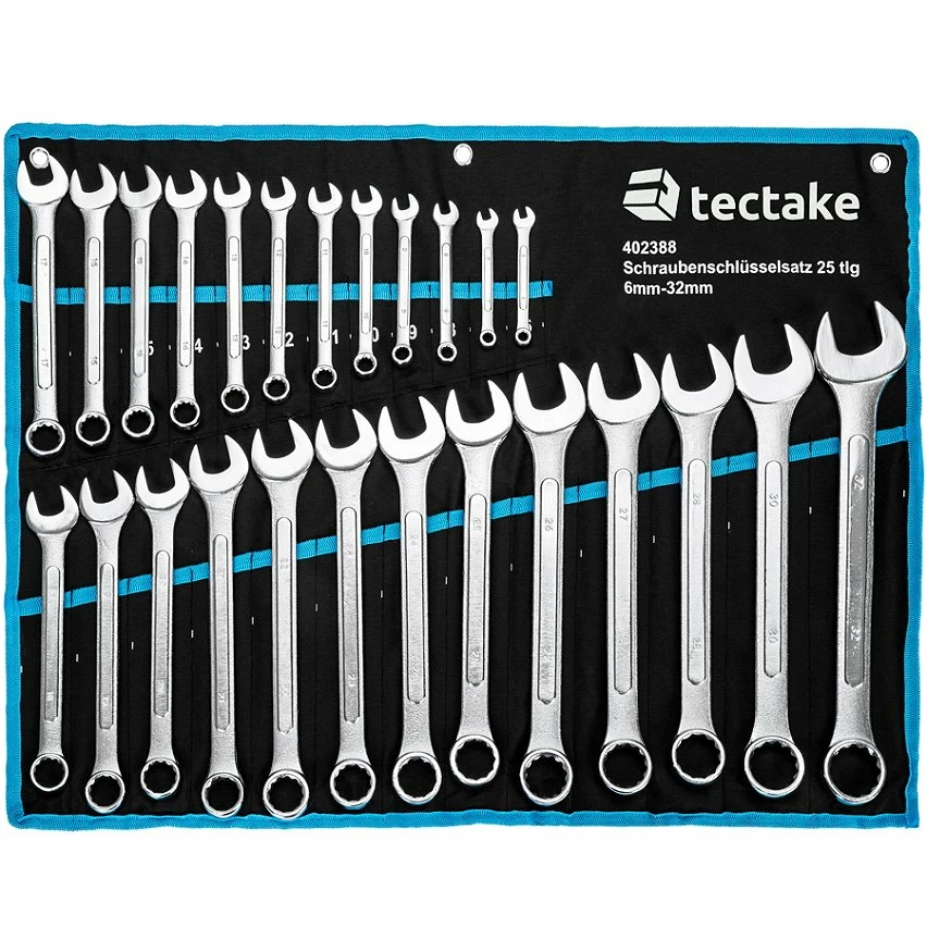 Coupon ❤️ Tectake 25 Clés Mixtes en Acier Carbone 6 mm - 32 mm + 1 Trousse - noir/bleu 🛒 1 Coupon ❤️ Tectake 25 Clés Mixtes en Acier Carbone 6 mm - 32 mm + 1 Trousse - noir/bleu 🛒