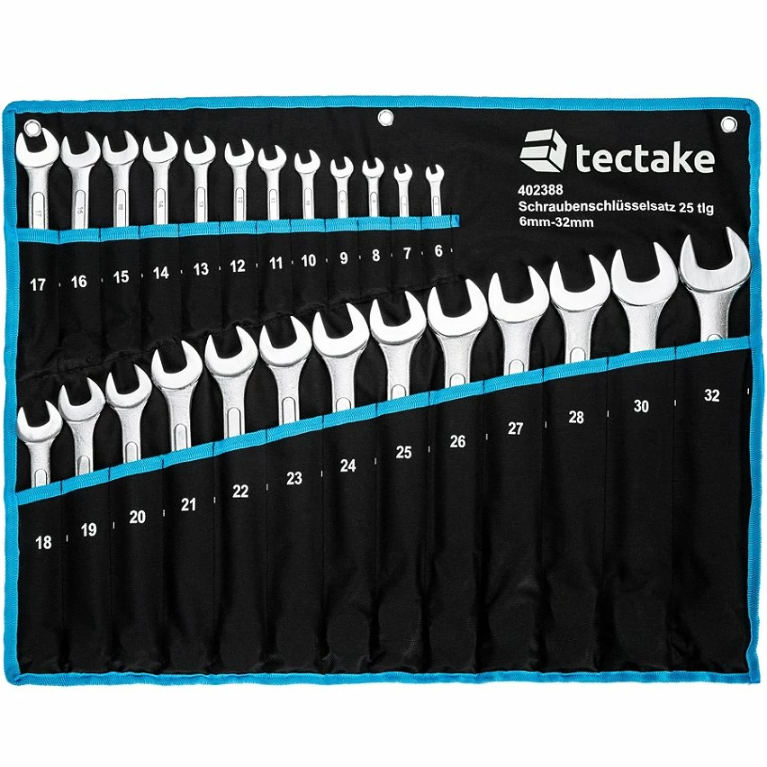 Coupon ❤️ Tectake 25 Clés Mixtes en Acier Carbone 6 mm - 32 mm + 1 Trousse - noir/bleu 🛒 2 Coupon ❤️ Tectake 25 Clés Mixtes en Acier Carbone 6 mm - 32 mm + 1 Trousse - noir/bleu 🛒 – Image 2