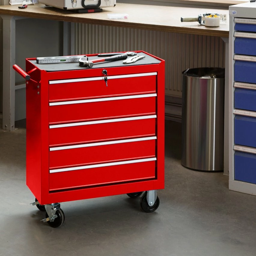 Budget 👍 Tectake Servante d'atelier 5 tiroirs - rouge 👏 2 Budget 👍 Tectake Servante d'atelier 5 tiroirs - rouge 👏 – Image 2