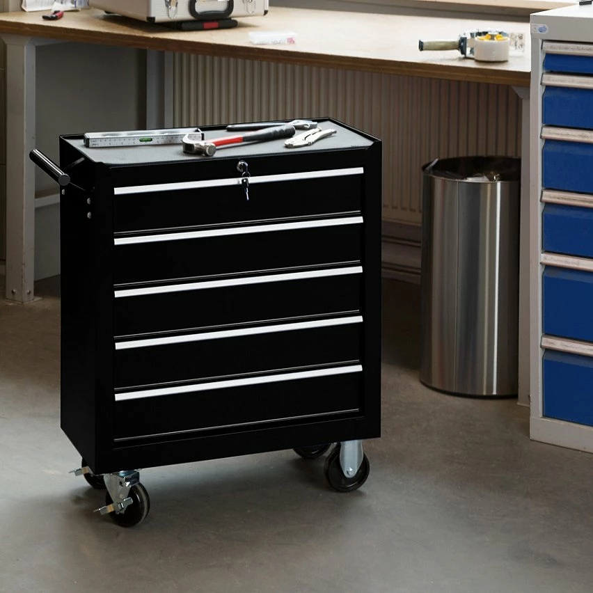 Best Sale ⭐ Tectake Servante d'atelier 5 tiroirs - noir ✨ 2 Best Sale ⭐ Tectake Servante d'atelier 5 tiroirs - noir ✨ – Image 2