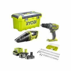 Best deal 👏 Ryobi Perceuse-visseuse à percussion 18V OnePlus - Aspirateur à main - Batteries 2.0Ah et 4.0Ah - Chargeur - Accessoires - Boîte à outils - R18PD31-242VTA5 🌟