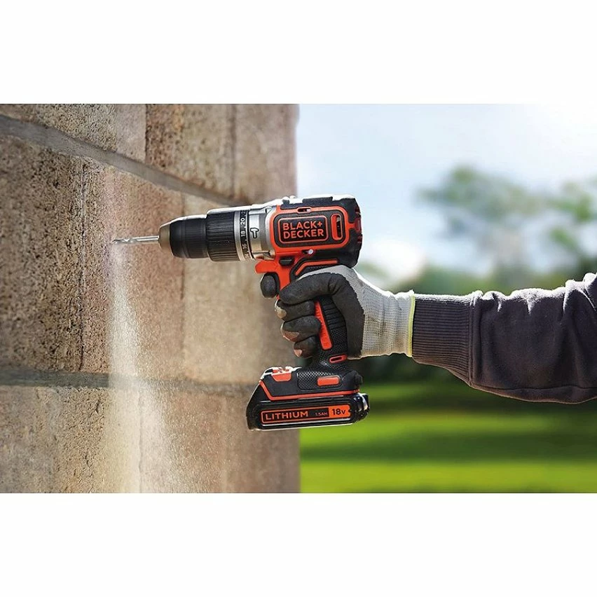 Best Pirce ⌛ Perceuse à percussion 18V Brushless Batterie lithium 1.5 Ah Black & Decker 🔔 2 Best Pirce ⌛ Perceuse à percussion 18V Brushless Batterie lithium 1.5 Ah Black & Decker 🔔 – Image 2