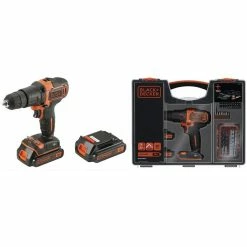 Outlet 🎁 Black & Decker Perceuse à percussion sans fil 18V 2 batteries Li-Ion 1.5 Ah + 160 accessoires Black+Decker BDCHD18BOA 🛒 -Sam Outillage STORE 5035048657478 4