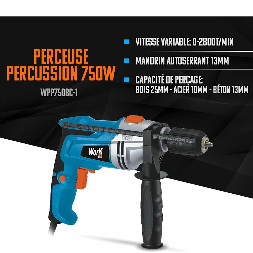Top 10 🔥 Work Men Perceuse percussion 750W Keyless - Mandrin 13mm 🥰 2 Top 10 🔥 Work Men Perceuse percussion 750W Keyless - Mandrin 13mm 🥰 – Image 2
