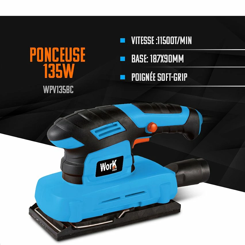 Discount 💯 Ponceuse 135W 187x90mm - Work Men 🎉 2 Discount 💯 Ponceuse 135W 187x90mm - Work Men 🎉 – Image 2