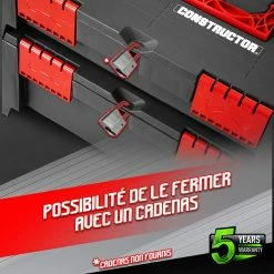 Best Sale ⌛ Boîte à outils empilable en plastique 46.4x33.5x14.2cm - Constructor 👍 -Sam Outillage STORE 5411074202217 5