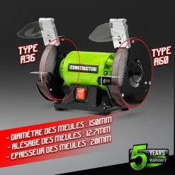 Best Sale 🛒 Touret à meuler 200W -150mm - Constructor 😀 -Sam Outillage STORE 5411074214562 3