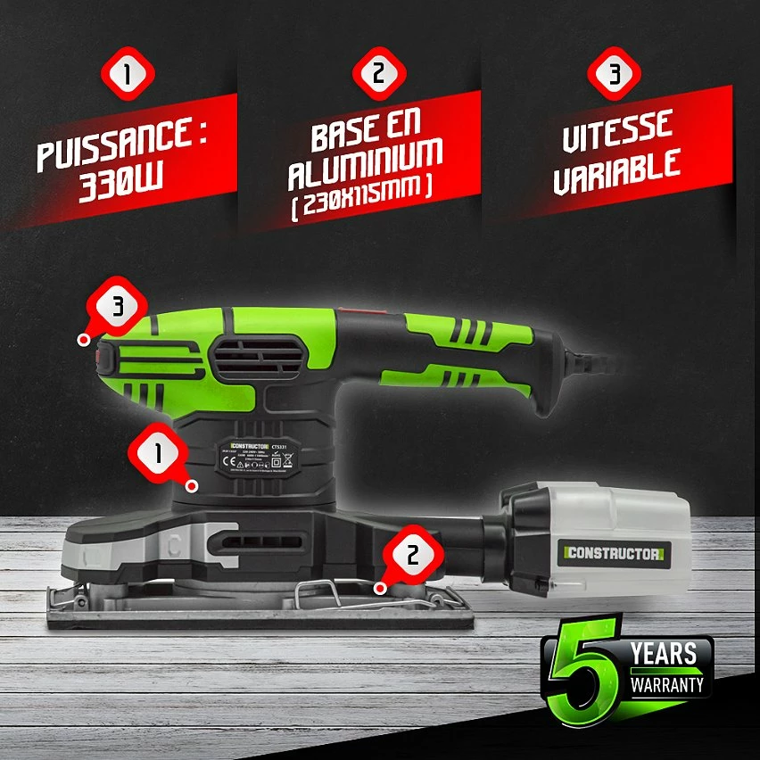 New ❤️ Ponceuse vibrante 330W - Constructor 😍 2 New ❤️ Ponceuse vibrante 330W - Constructor 😍 – Image 2