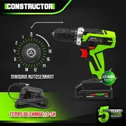 New 🤩 Perceuse visseuse 20V lithium - Vitesse variable - Mandrin auto serrant 10mm - Constructor 🛒 -Sam Outillage STORE 5411074215415 3