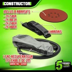 New 🥰 Ponceuse plâtre 1220W - 225mm avec sac récupérateur et 8 abrasifs - Constructor ⭐ -Sam Outillage STORE 5411074215477 4