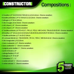 Top 10 🔥 Coffre à douilles 94 pcs Chrome Vanadium - Constructor 👏 7 Top 10 🔥 Coffre à douilles 94 pcs Chrome Vanadium - Constructor 👏 -Sam Outillage STORE 5411074219086 4