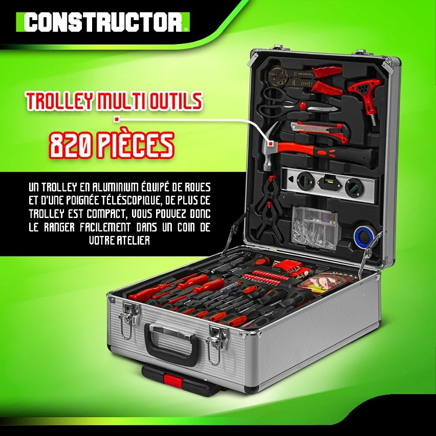 Cheapest 🔔 Trolley multi outils 820pcs avec poignée téléscopique - Constructor 👏 2 Cheapest 🔔 Trolley multi outils 820pcs avec poignée téléscopique - Constructor 👏 – Image 2