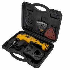 New ✔️ Ponçeuse sans fil 12V Batterie lithium Outil Polyvalent 3 en 1 Ponçage Coupe Raclage VITO Mallette + Accessoires 🌟 -Sam Outillage STORE 5604612708320 3