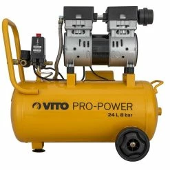Flash Sale 🌟 Compresseur d'air Silencieux 24L 8 bar 1CV 750W VITO Soupape de sécurité Protection thermique 💯 -Sam Outillage STORE 5604612711092 3