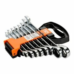 Promo 👏 BAHCO - Jeu de clés mixtes à cliquet métriques - 8 pcs/support en plastique 🥰