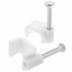 Outlet ✔️ BeMatik Clips pour pour câble plat 7x4 mm lot de 25 unités de pince à ongles blanc 🎁 -Sam Outillage STORE 8434852045391 3 1