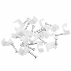 Outlet ✔️ BeMatik Clips pour pour câble plat 7x4 mm lot de 25 unités de pince à ongles blanc 🎁 -Sam Outillage STORE 8434852045391 5 1