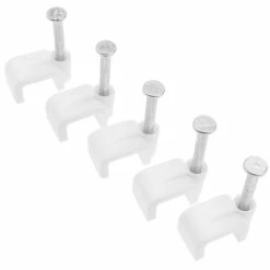 Outlet ✔️ BeMatik Clips pour pour câble plat 7x4 mm lot de 25 unités de pince à ongles blanc 🎁 -Sam Outillage STORE 8434852045391 6 1